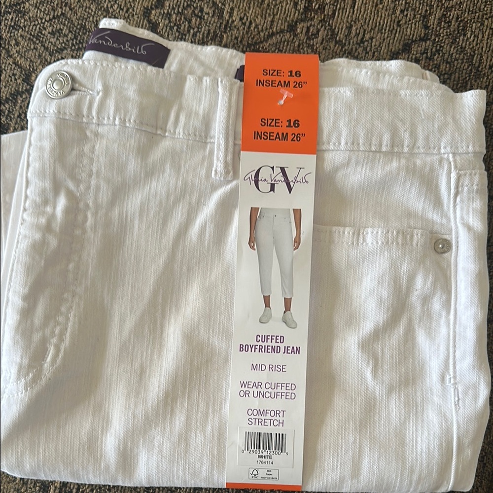 White Cuffed Boyfriend Jeans